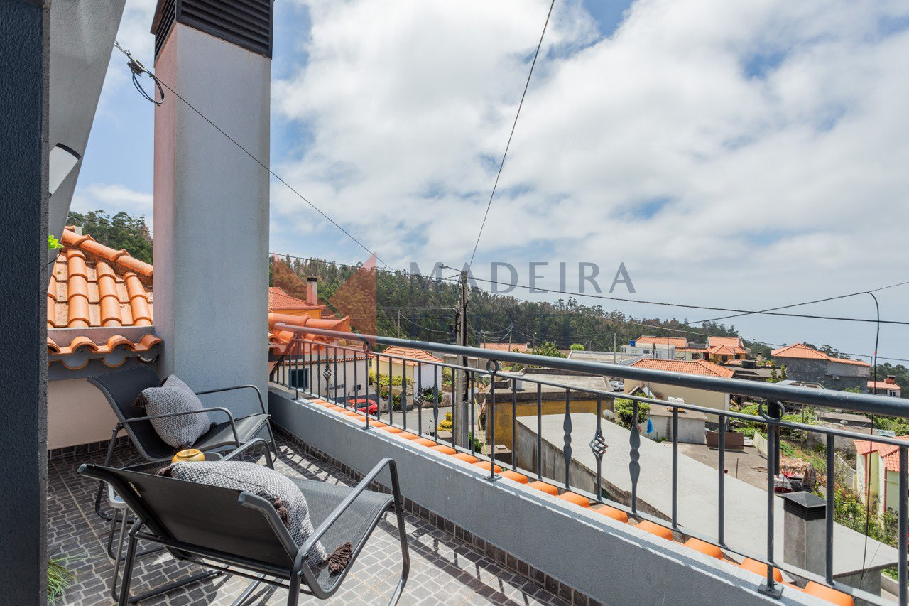 Balcony with Scenic View of Nature and City in Ribeira Brava Balcony with a view of nature and the city in Ribeira Brava, Madeira, Portugal