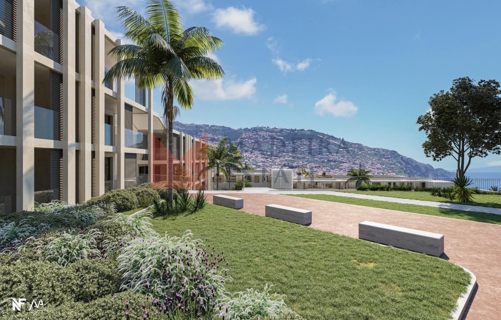 The Hills 003 Two-bedroom apartment for sale in an upcoming residential complex in Funchal, offering a spacious veranda with a jacuzzi