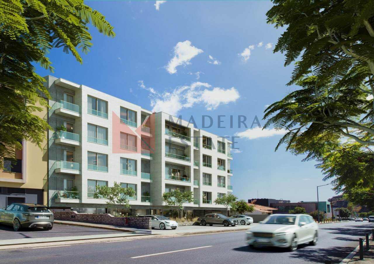 Modern T1 Apartments in Ribeira Brava, Madeira – exterior view from the street Modern T1 apartments in Ribeira Brava, Madeira – street view of the building