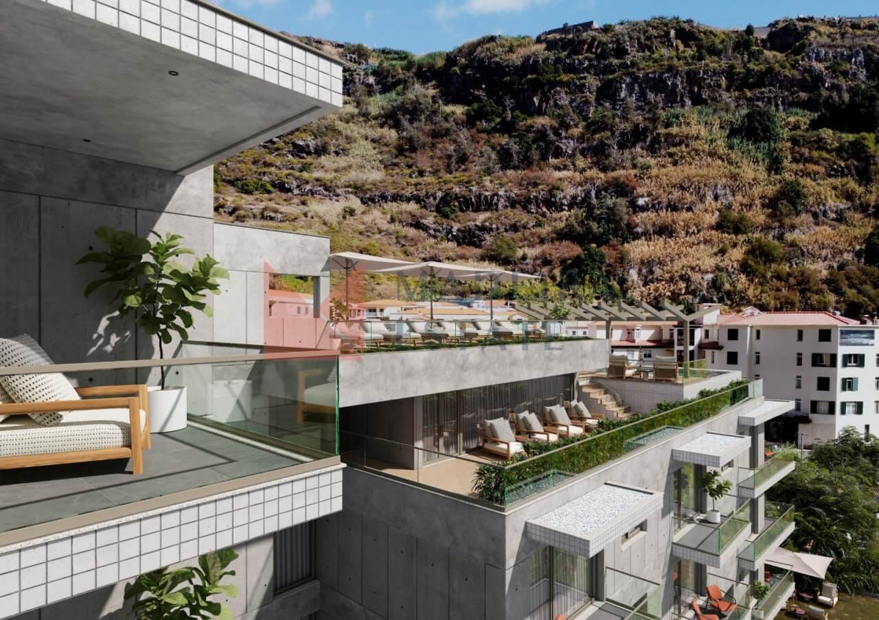 Modern T1 Apartments in Ribeira Brava, Madeira – view of the terraces Modern T1 apartments in Ribeira Brava, Madeira – terrace view