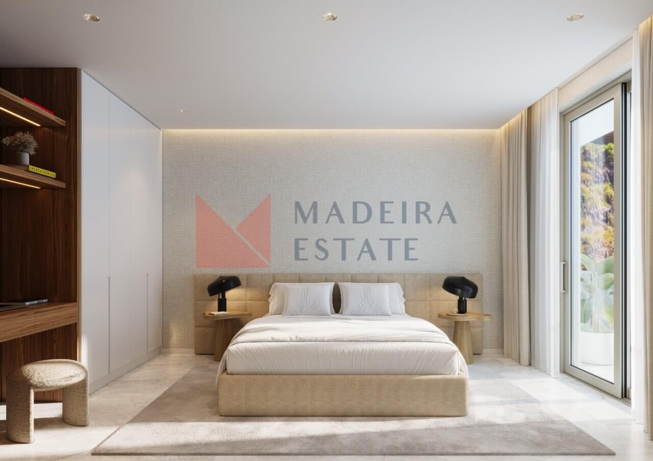 Modern T1 Apartment in Ribeira Brava, Madeira – bedroom view Modern T1 apartment bedroom in Ribeira Brava, Madeira