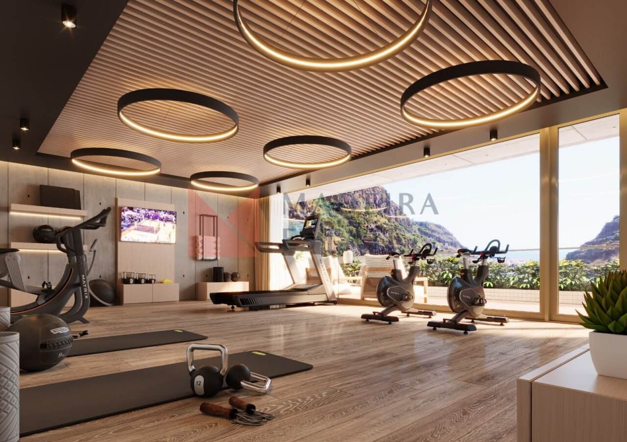 Modern T1 Apartment in Ribeira Brava, Madeira – gym view Modern T1 apartment gym in Ribeira Brava, Madeira